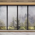 Stylish Window Blinds Covering Windows With Mountain And Tree View In Minimalist Room
