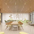 Library Interior Design With Bookshelves And Colorful Seating