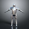 Knight In Silver Armor Featuring Intricate Patterns Standing With Arms Outstretched