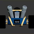 Blue Go Kart With Black Tires Gold Accents And Sporty Design