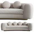 Modern Multi Seater Sofa With Soft Upholstery And Round Decorative Cushions