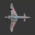 Silver Toy Airplane Model With Red Accents And Propeller Design