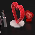 Heart Shaped Illuminated Activation Device with Child and Woman Interaction on Display Pedestal 3d model