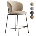 Modern Upholstered Bar Stool With Metal Frame And Multiple Color Options 3d model
