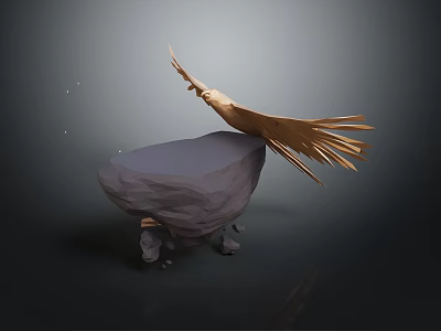 Artistic Detailed Eagle Sculpture Carving With Spread Wings On Rock Base 3d model