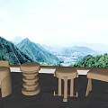 Solid Wood Dressing Stool Makeup Stool Fabric Soft Bag Low Stool Shoe Changing Stool Shoe Wining Stool Sitting Pier Backrest Round Bench 3d model