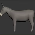 Gray Donkey 3D Model Standing On Dark Background With Reflection