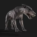 Fierce Scary Monster 3D Model With Rough Skin Sharp Teeth Aggressive Pose Dark Background