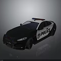 Black And White Police Car With Red And Blue Emergency Lights And Sleek Exterior Design
