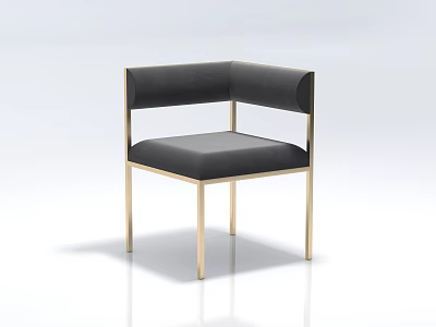 Modern Black Accent Chair With Gold Metal Frame And Upholstered Seat Backrest 3d model