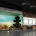 Museum Exhibition Hall Interior Featuring Glass Display Cases And Wall Exhibits