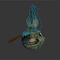 Exquisite Sculpture Carving With Hollowed Gourd Shape Red Cord And Intricate Patterns