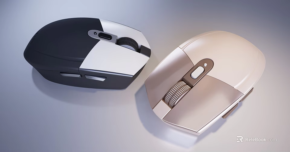 Modern Computer Mice in Black White and Gold Colors with Sleek Design for PC Use 3d model 