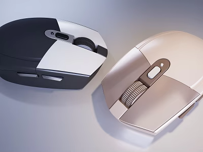 Modern Computer Mice in Black White and Gold Colors with Sleek Design for PC Use 3d model