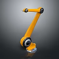 Yellow Robotic Arm With Mechanical Joints And Stable Base On Gray Background 3d model