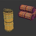Woven Storage Boxes In Orange Brown Color With Straps For Home Organization Use