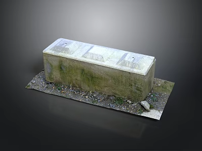 Weathered Concrete Block With Moss Covered Surface And Gravel Dirt Base 3d model
