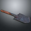 Rusty Metal Shovel With Wooden Handle On Dark Gradient Background