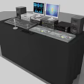 Professional Stage Audio Control Setup With Mixer Monitors Speakers And Microphone