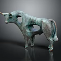 Vintage Bronze Bull Decorative Ornament Sculpture With Hollow Openwork Design For Home Interior
