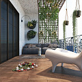 Modern Balcony Leisure Garden Landscape Balcony 3d model