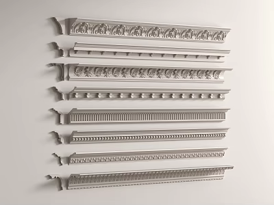 Different Styles Of Decorative Gypsum Cornices 3d model