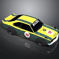 Mazda Yellow And Green Racing Car With Number 19 On Body