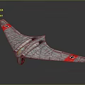 Vintage Flying Wing Aircraft With Silver Gray Body Red Wing Markings And Twin Engines