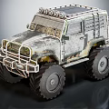 Camouflage Off Road Monster Truck With Solar Panel Roof Large Tires And Front Lights