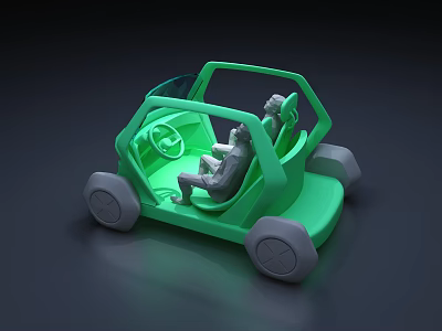 Green Futuristic Concept Car With Transparent Design And Two Seats 3d model