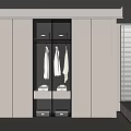 Modern Wardrobe Interior Design With Hanging White Shirts And Storage Drawers