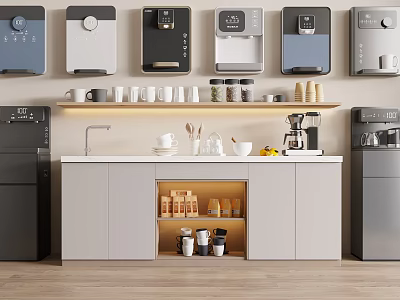 Modern Kitchen Interior With Appliances Cabinets And Shelves 3d model