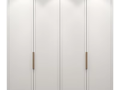 Modern White Wardrobe With Sleek Panel Doors And Golden Handles Minimalist Design 3d model