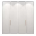 Modern White Wardrobe With Sleek Panel Doors And Golden Handles Minimalist Design