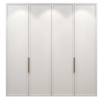 Modern White Wardrobe With Sleek Panel Doors And Golden Handles Minimalist Design 3d model