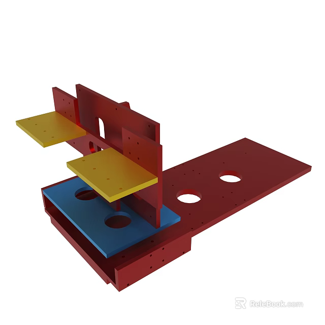 Colorful Structural Component With Red Base Yellow Platforms And Blue Sections 3d model 