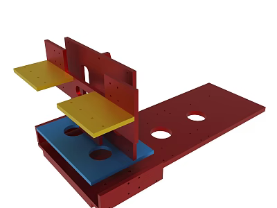 Colorful Structural Component With Red Base Yellow Platforms And Blue Sections 3d model