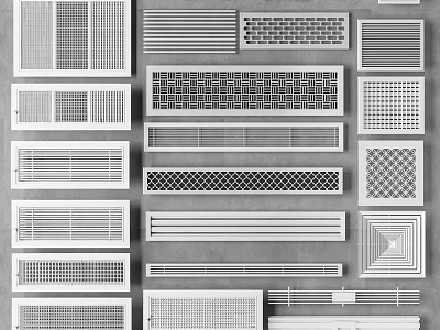 Various Design Styles of Air Conditioner Vents with Different Grid Patterns and Shapes 3d model