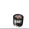 Round Modern Side Table With Floral Pattern Top And Black Gold Frame Design 3d model