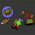 3D Pixel Style Characters And Creatures With Blocky Structures And Various Colors 3d model