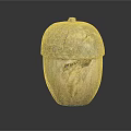 Wooden Acorn Shaped Container With Scaly Texture Lid And Weathered Cracks On Dark Background