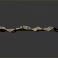 Miniature Terrain Model with Small Wooden Buildings and Textured Surface Layout Design