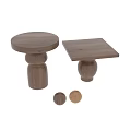 Modern Wooden Sofa Coffee Table Set With Round And Square Tables And Spherical Bases