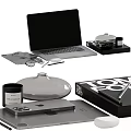 Modern Office Decorative Ornaments Set With Laptop Stationery And Storage Boxes