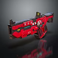 Futuristic Red Sci Fi Gun With Black Accents Scope And Technical Casing 3d model