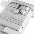 Modern Double Bed With Wooden Frame Dark Headboard And Brown Bedding
