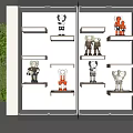 Display Cabinet Shelves With Glass Doors White Shelves Lighting And Figurines On Green Wall Backdrop