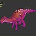 Orange and White Striped Dinosaur 3D Model Standing on Gray Background 3d model