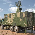 Military Green Camouflage Functional Vehicle With Open Cabin Internal Equipment And Radar Antenna