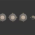 Mechanical Metal Components With Different Sizes Bolted Structure And Round Tops On